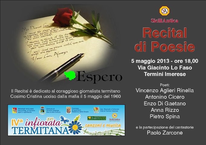 Recital di poesie dedicato a Cosimo Cristina