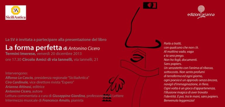 Presentazione del libro la forma perfetta di Antonino Cicero