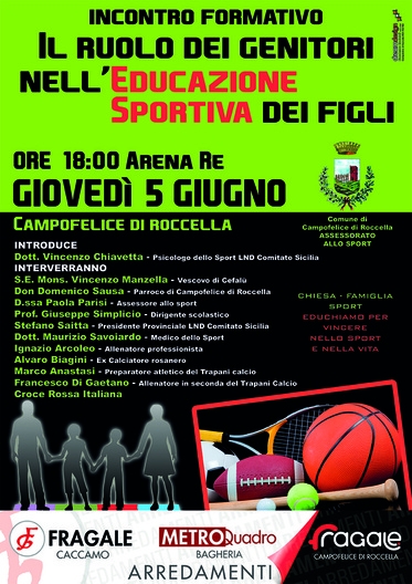 Domani l’incontro “Il ruolo dei genitori nell’educazione sportiva dei figli”