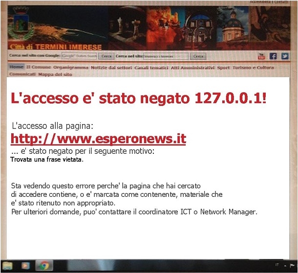 Gravissimo atto di censura: Esperonews critica l’Amministrazione e il Comune di Termini oscura il sito