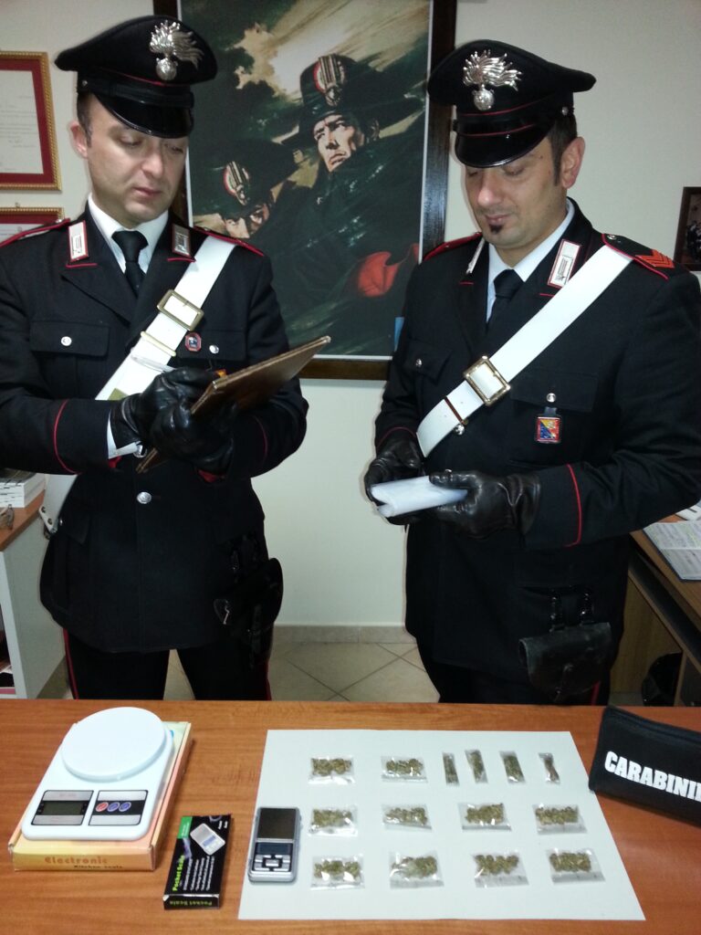 Carabinieri arrestano giovane per detenzione illecita di sostanze di stupefacente