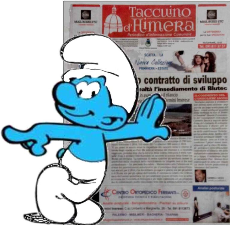 Esce il secondo numero del periodico d’informazione comunale che racconta il paese dei Puffi. E Totò Burrafato appare in tutte le pose