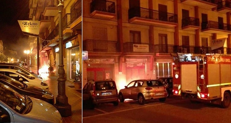 Termini Imerese. Danno fuoco ai rifiuti davanti un palazzo in piazza Gancia. Intervento dei pompieri evita disastro