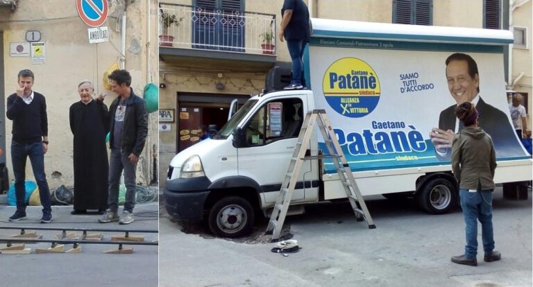 Film di Ficarra e Picone.  Una scena girata davanti la redazione di Esperonews in via Ospedale Civico a Termini Imerese