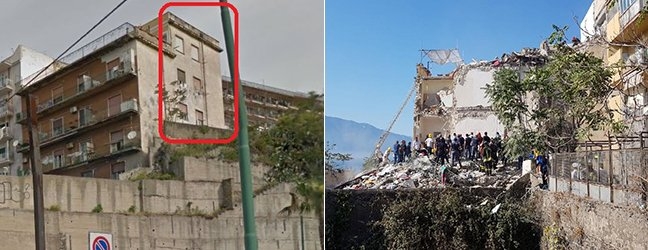 Crolla una palazzina a Torre Annunziata