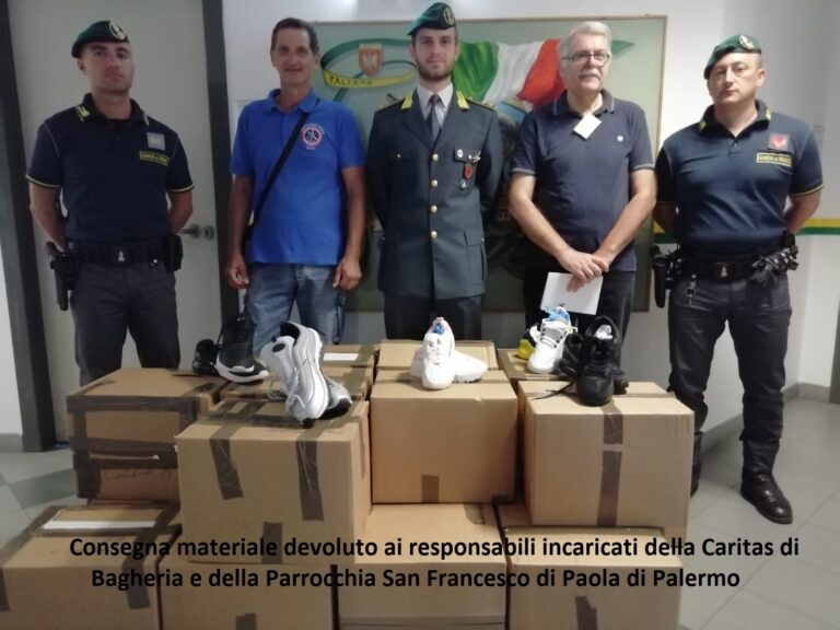 La Guardia di Finanza devolve alla Caritas 116 paia di scarpe