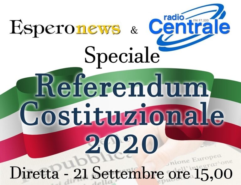 Referendum 2020. Lunedì 21 settembre dalle 15,00 su Esperonews e Radio Centrale per seguire in diretta i risultati del nostro territorio
