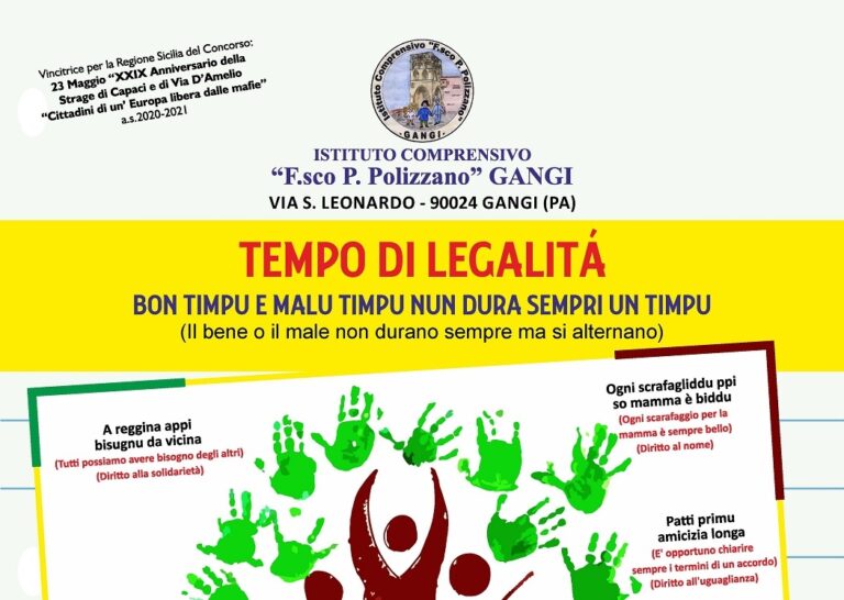 Gangi, l’Istituto Comprensivo “Polizzano” vince il concorso promosso per il 29º anniversario delle stragi di mafia