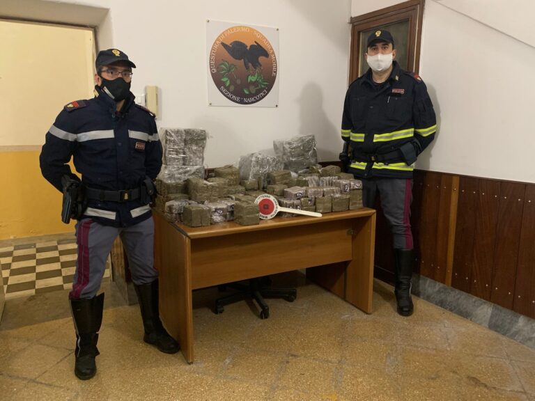 Buonfornello, Polizia arresta camionista con 102 kg di hashish del valore di settecentomila euro