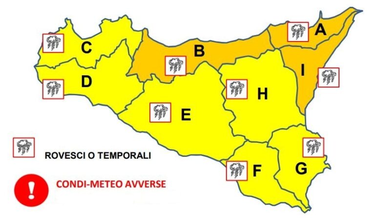 Allerta arancione nella Sicilia nord orientale