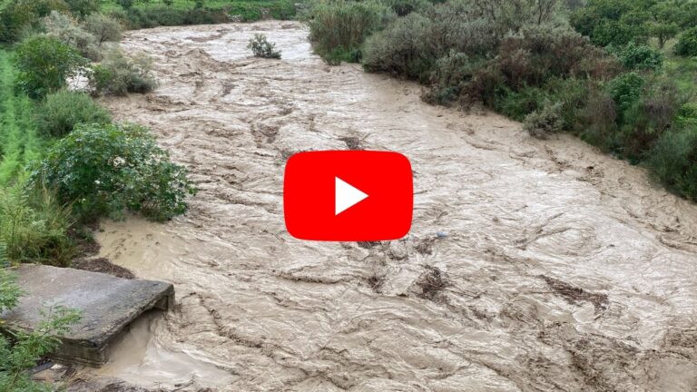 Sciara: il Fiume Torto ingrossato dopo il nubifragio che ha colpito il comprensorio – DIRETTA