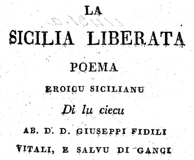 “La Sicilia Liberata” del gangitano Giuseppe Fedele Vitale. Un poema sconosciuto…  solo a chi non lo conosce